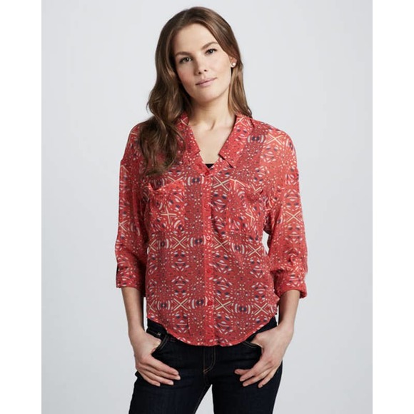 FREE PEOPLE Easy Rider Pink Printed Button Down Lightweight Top Sz X-Small XS - Picture 1 of 7